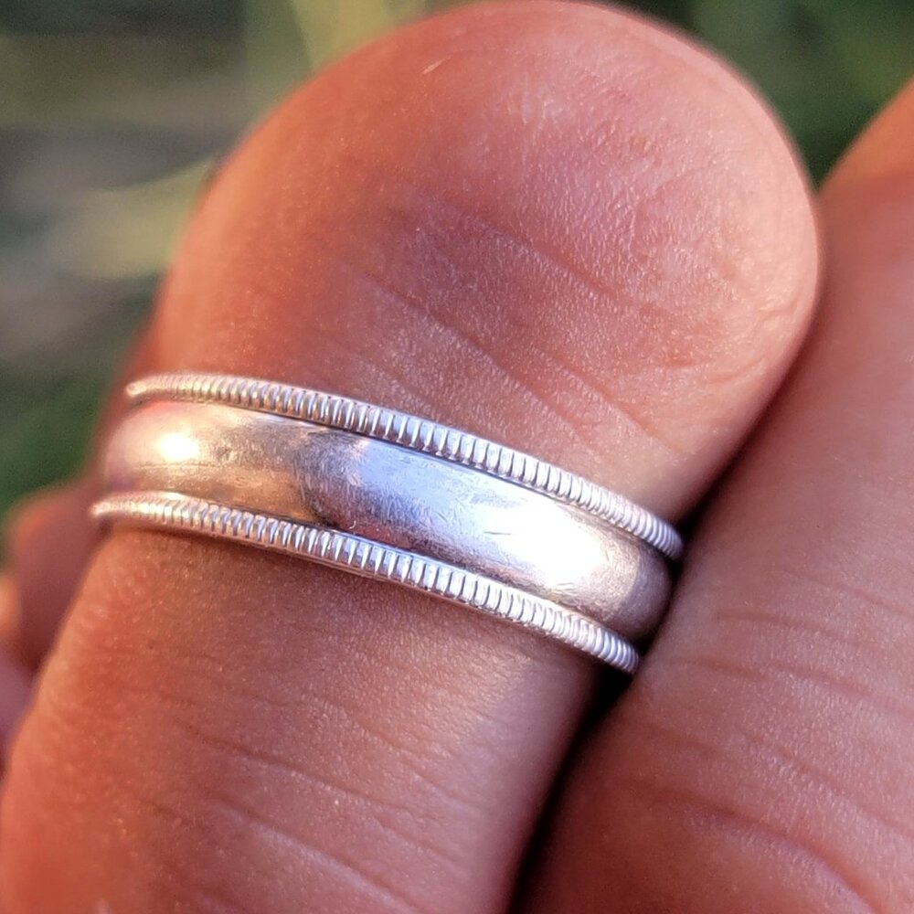 Exquisite Solid 925 Sterling Silver Wide Etched R… - image 8